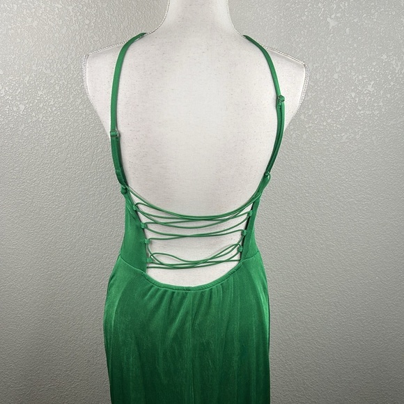 Wild Fable Kelly Green Y2K 90's Special Occasion Prom Maxi Slip Dress Size Large - Picture 5 of 8